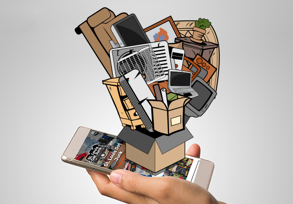 junk removal-smart-phone-blank-screen-copy-space-hand-holding-smartphone-isolated-white-background